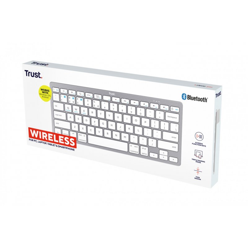 Trust 24651 clavier Bluetooth QWERTY Anglais américain Argent