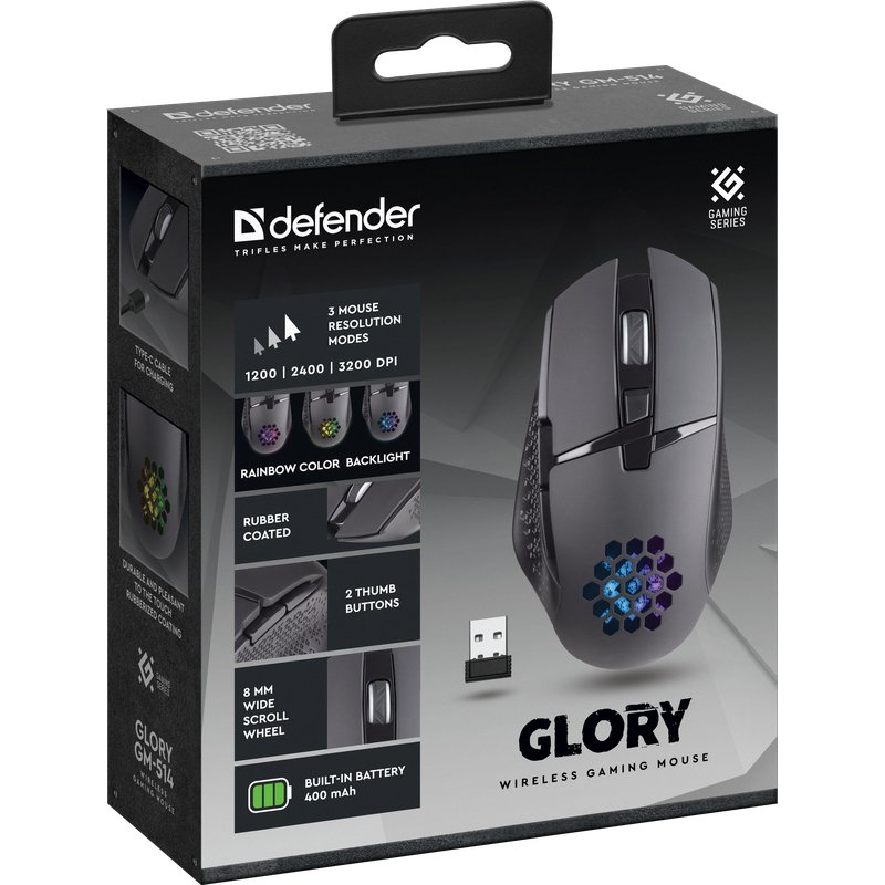 Defender GLORY GM-514 mouse Right-hand RF Wireless Optical 3200 DPI
