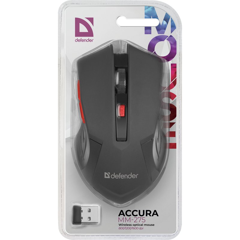 Defender ACCURA MM-275 mouse Right-hand RF Wireless Optical 1600 DPI