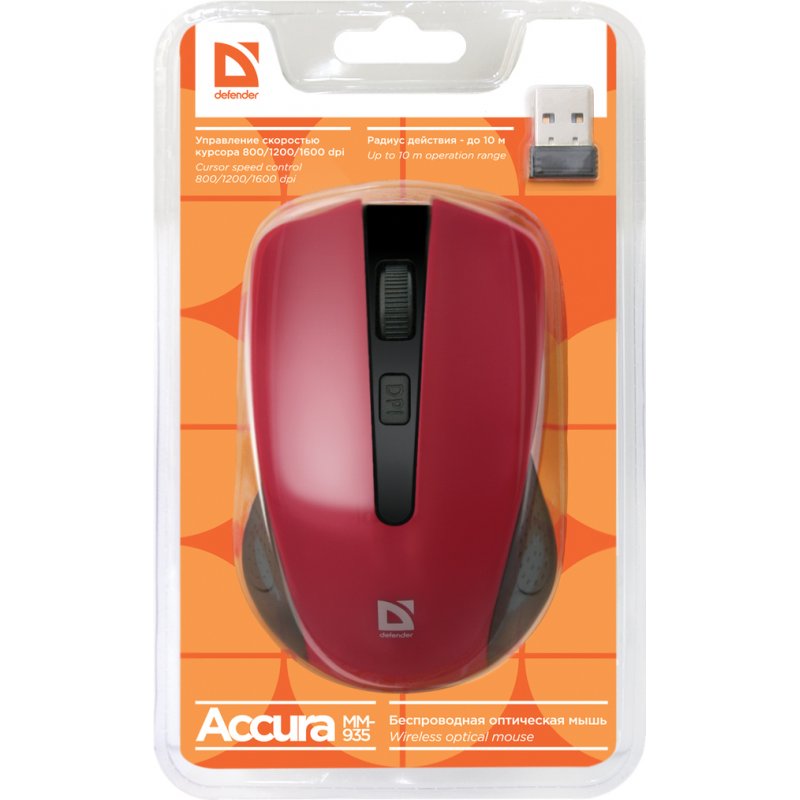 Defender MM-935 souris Ambidextre RF sans fil Optique 1600 DPI
