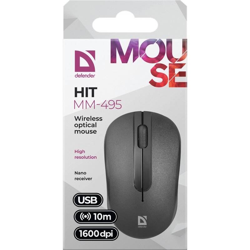 Defender HIT MM-495 souris Ambidextre RF sans fil Optique 1600 DPI