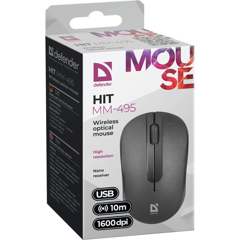 Defender HIT MM-495 souris Ambidextre RF sans fil Optique 1600 DPI