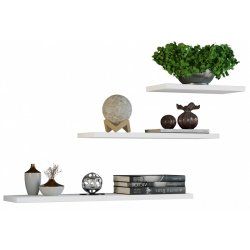 Topeshop TOBI 3P BIEL étagères Tablette flottante Mural Tableau à particules Blanc