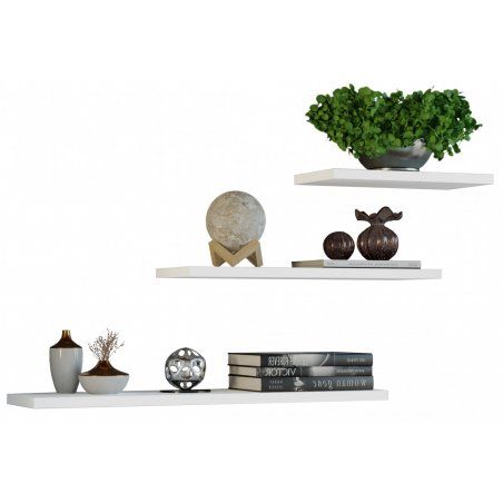 Topeshop TOBI 3P BIEL étagères Tablette flottante Mural Tableau à particules Blanc