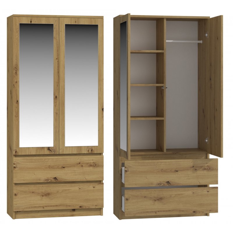 Topeshop SS-90 ART LUS KPL bedroom wardrobe/closet 5 shelves 2 door(s) Oak