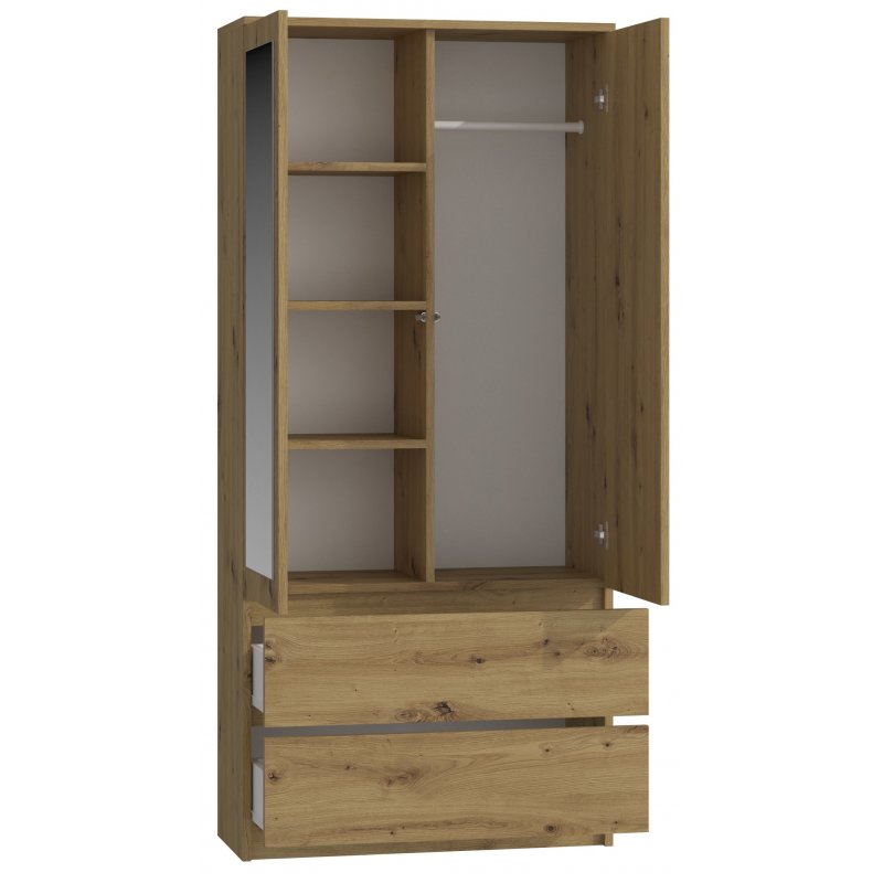 Topeshop SS-90 ART LUS KPL placard et armoire de chambre à coucher 5 étagères 2 portes(s) Chêne