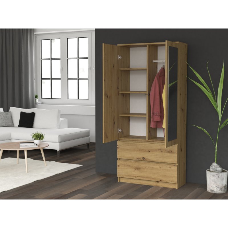 Topeshop SS-90 ART LUS KPL bedroom wardrobe/closet 5 shelves 2 door(s) Oak