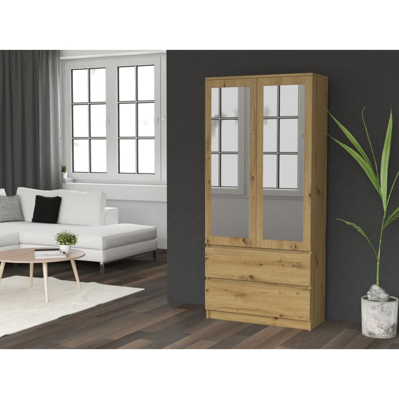 Topeshop SS-90 ART LUS KPL placard et armoire de chambre à coucher 5 étagères 2 portes(s) Chêne
