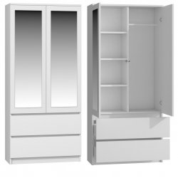 Topeshop SS-90 BIEL LUSTRO placard et armoire de chambre à coucher 5 étagères 2 portes(s) Blanc