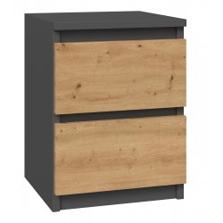 Topeshop M2 ANTRACYT/ARTISAN nightstand/bedside table 2 drawer(s) Anthracite Oak Wood