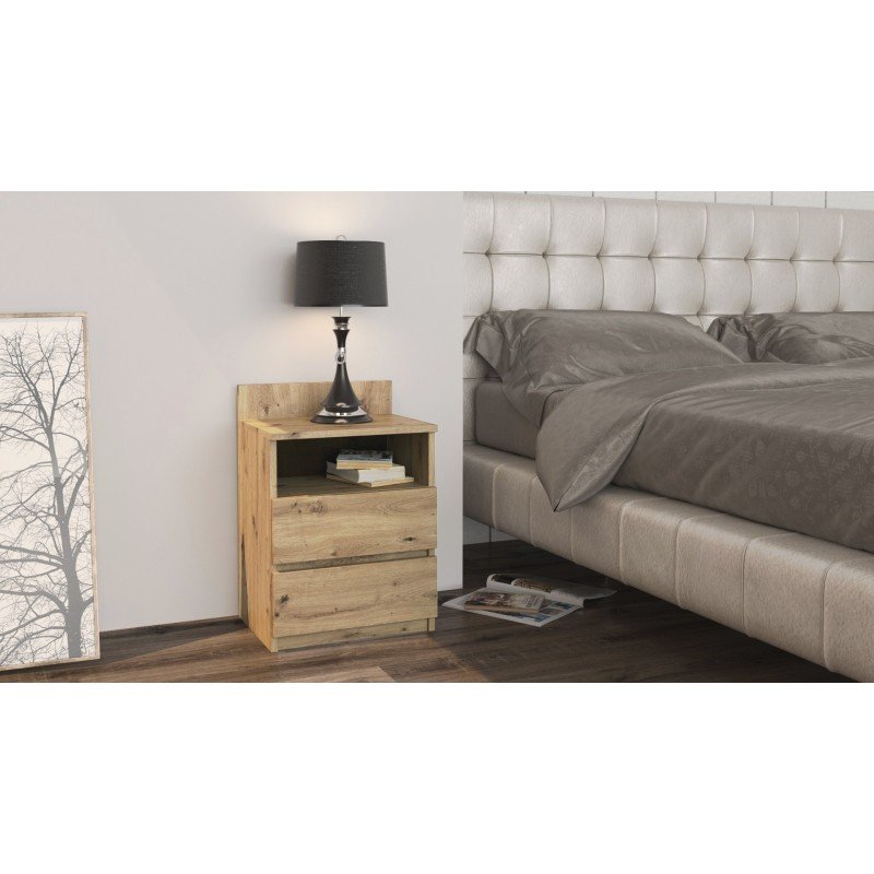 Topeshop M1 ARTISAN Table de nuit et table de chevet Table de nuit / chevet 2 tiroir(s) Chêne