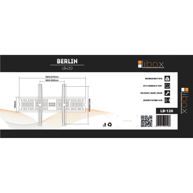 Libox LB-120 support pour téléviseur 2,16 m (85") Noir