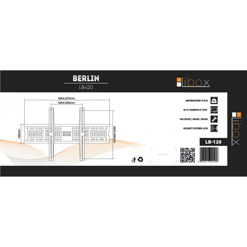 Libox LB-120 TV mount 2.16 m (85 ) Black