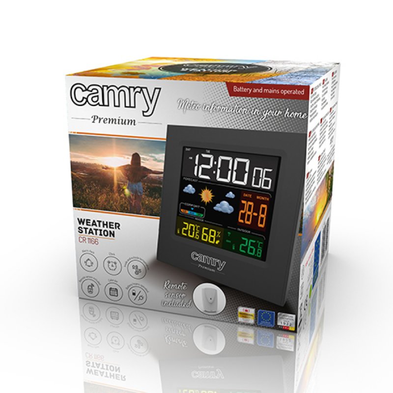 Camry Premium CR 1166 digital weather station Black AC/Battery