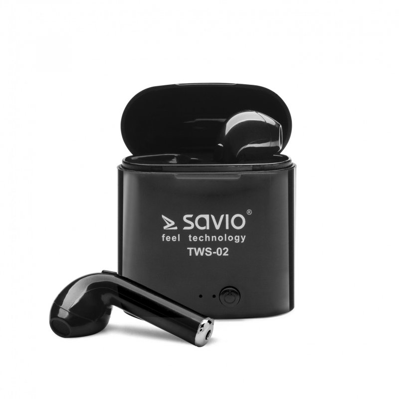 Savio TWS-02 headphones/headset Wireless In-ear Calls/Music Bluetooth Black