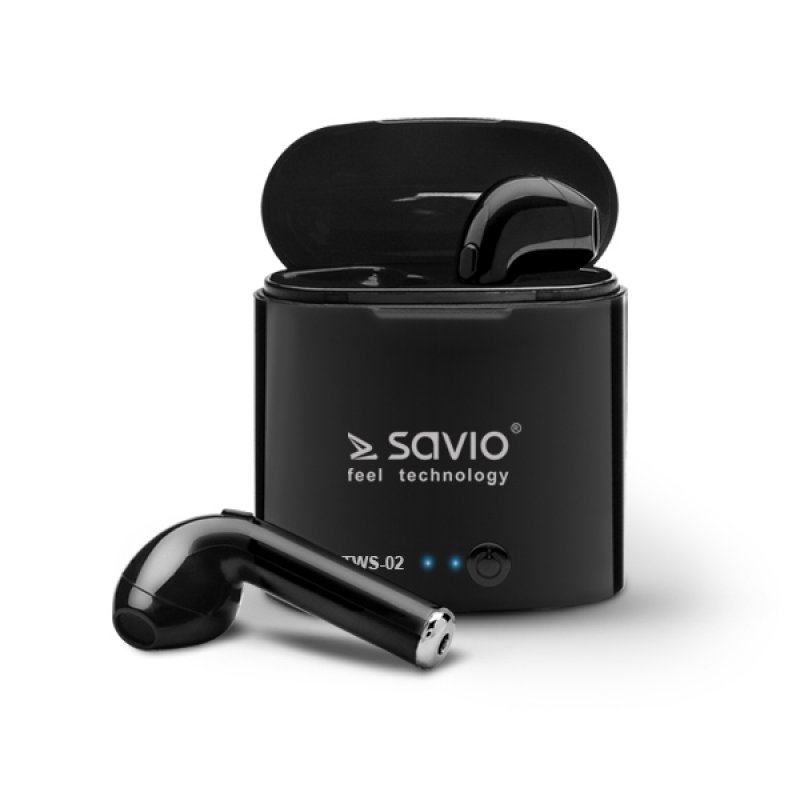 Savio TWS-02 écouteur/casque Sans fil Ecouteurs Appels/Musique Bluetooth Noir