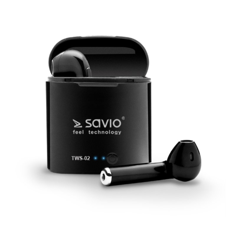 Savio TWS-02 headphones/headset Wireless In-ear Calls/Music Bluetooth Black