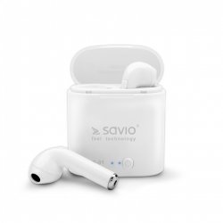 Savio TWS-01 Białe Headphones Wireless In-ear Calls/Music/Sport/Everyday Bluetooth White