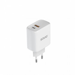 Savio LA-06 USB Type A & C Quick Charge Power Delivery 3.0 Indoor Tablet, Telephone White AC Fast charging