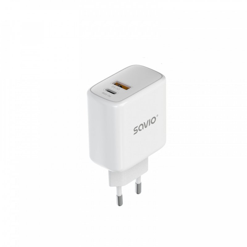 Savio LA-06 USB Type A & C Quick Charge Power Delivery 3.0 Indoor Tablet, Telephone White AC Fast charging