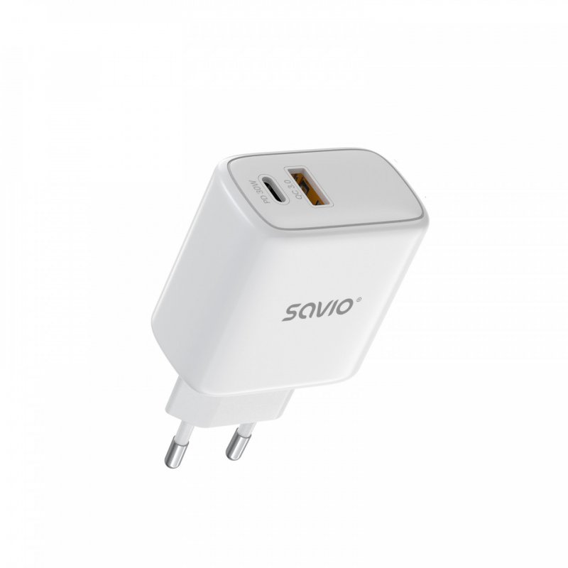 Savio LA-06 USB Type A & C Quick Charge Power Delivery 3.0 Indoor Tablette, téléphone Blanc Secteur Charge rapide