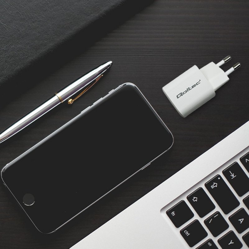 Qoltec 50763 mobile device charger Laptop Portable gaming console Power bank Smartphone Smartwatch Tablet White AC