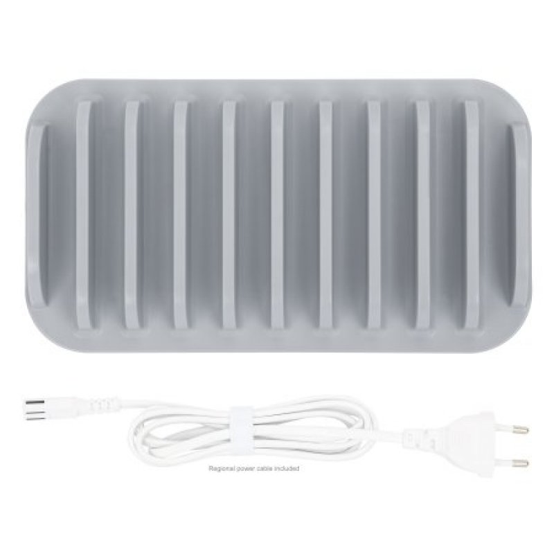 Manhattan Charging Station 10x Ports: 3x USB-C (up to 18W PD) and 7x USB-A (up to 12W) 120W Total Output White/Grey 