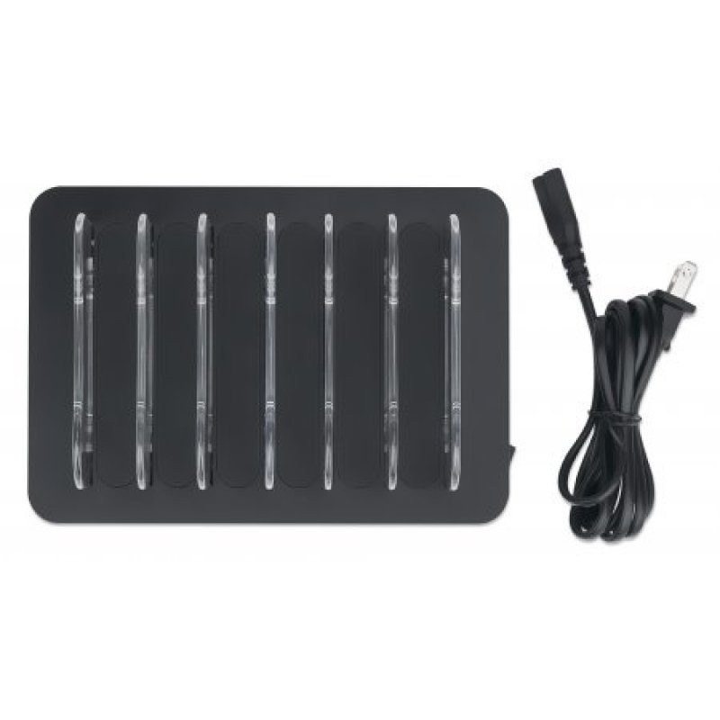 Manhattan Charging Station 6x USB-A Ports Outputs: 6x 2.4A Smart IC LED Indicator Lights Black Three Year