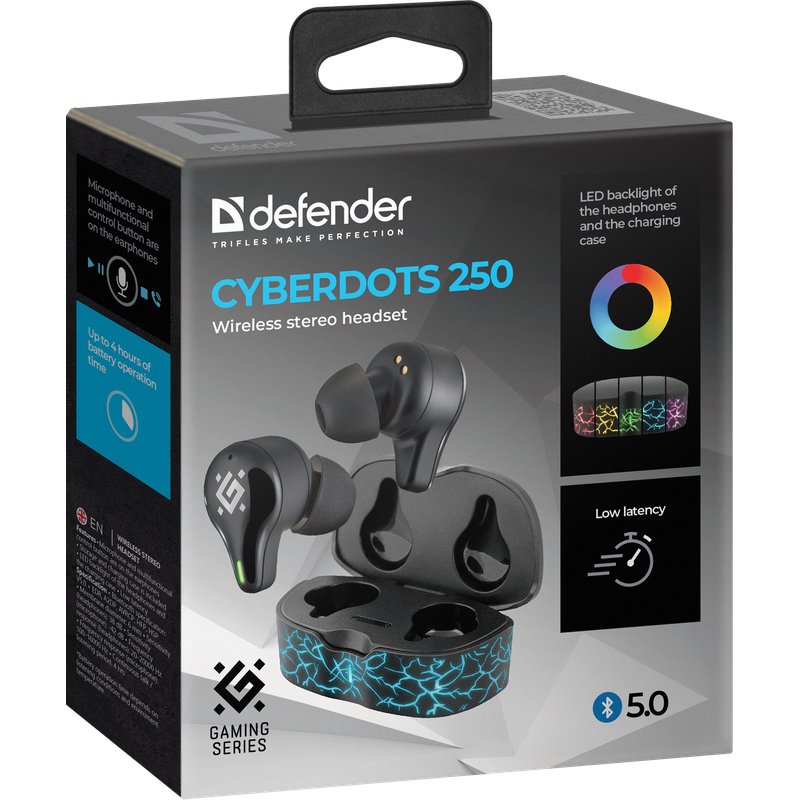 HEADPHONES DEFENDER BLUETOOTH CYBERDOTS 250 GAMING BLACK
