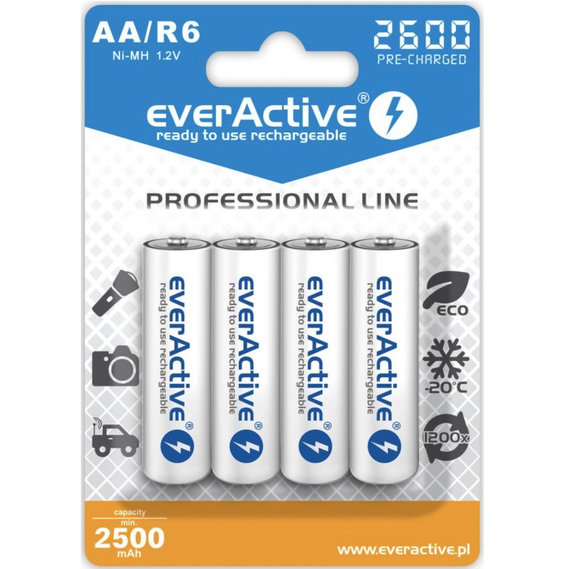 Rechargeable batteries everActive Ni-MH R6 AA 2600 mAh Professional Line