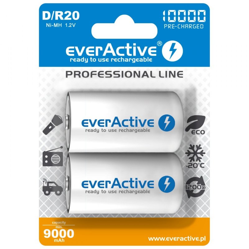 Everactive EVHRL20-10000 pile domestique Batterie rechargeable D Hybrides nickel-métal (NiMH)