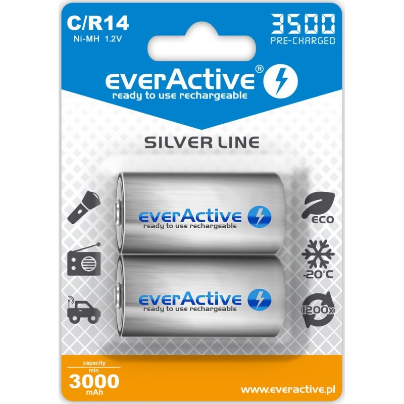 Rechargeable Batteries everActive R14/C Ni-MH 3500 mAh ready to use