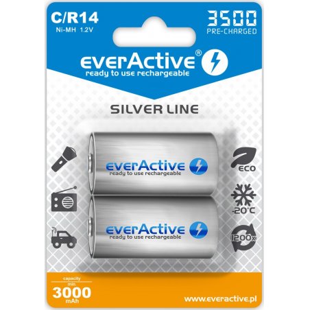 Rechargeable Batteries everActive R14/C Ni-MH 3500 mAh ready to use