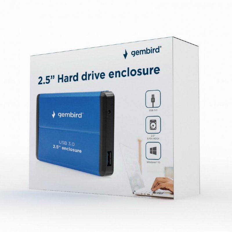 Gembird EE2-U3S-2-B storage drive enclosure 2.5 USB 3.0 HDD enclosure Blue