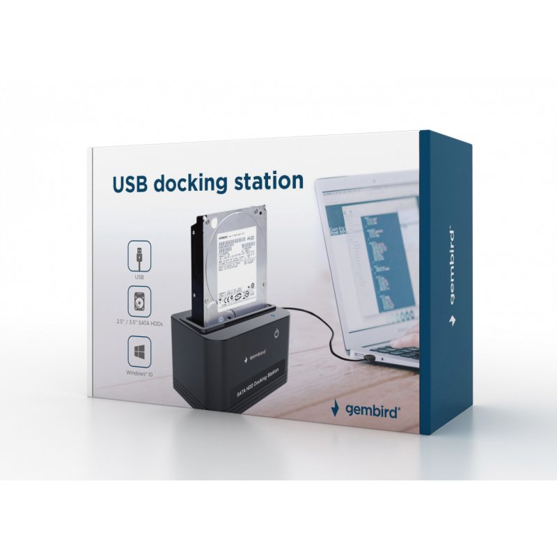 Gembird HD32-U2S-5 Station d'accueil de disques de stockage USB 2.0 Type-B Noir