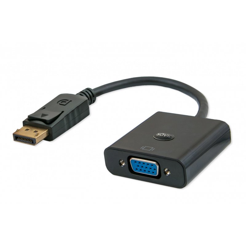 Savio CL-90 câble vidéo et adaptateur 0,2 m DisplayPort VGA (D-Sub) Noir