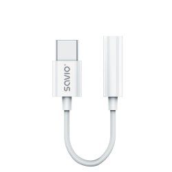Savio AK-51 audio cable 0.11 m 3.5mm USB Type-C White