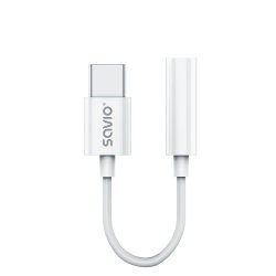 Savio AK-51 câble audio 0,11 m 3,5mm USB Type-C Blanc