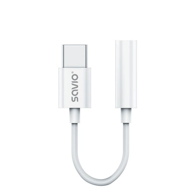 Savio AK-51 audio cable 0.11 m 3.5mm USB Type-C White