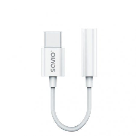 Savio AK-51 audio cable 0.11 m 3.5mm USB Type-C White