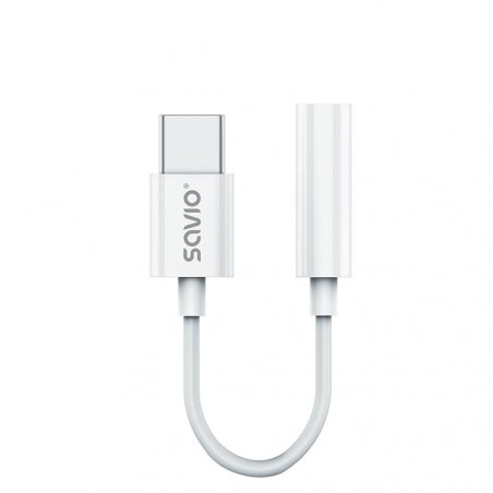 Savio AK-51 câble audio 0,11 m 3,5mm USB Type-C Blanc