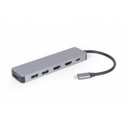 Gembird A-CM-COMBO3-03 interface hub USB 3.2 Gen 1 (3.1 Gen 1) Type-C 5000 Mbit/s Grey