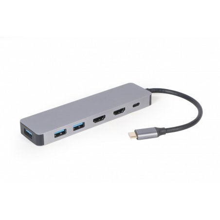 Gembird A-CM-COMBO3-03 hub & concentrateur USB 3.2 Gen 1 (3.1 Gen 1) Type-C 5000 Mbit/s Gris