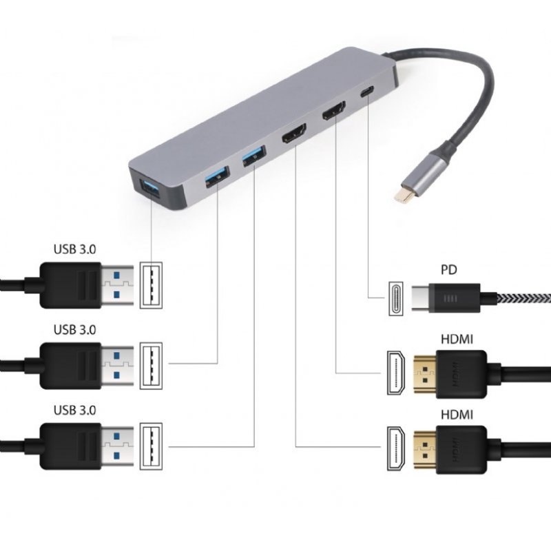 Gembird A-CM-COMBO3-03 USB Type-C 3-in-1 multi-port adapter (Hub HDMI PD)
