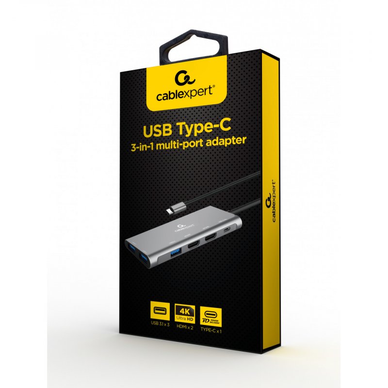 Gembird A-CM-COMBO3-03 USB Type-C 3-in-1 multi-port adapter (Hub HDMI PD)