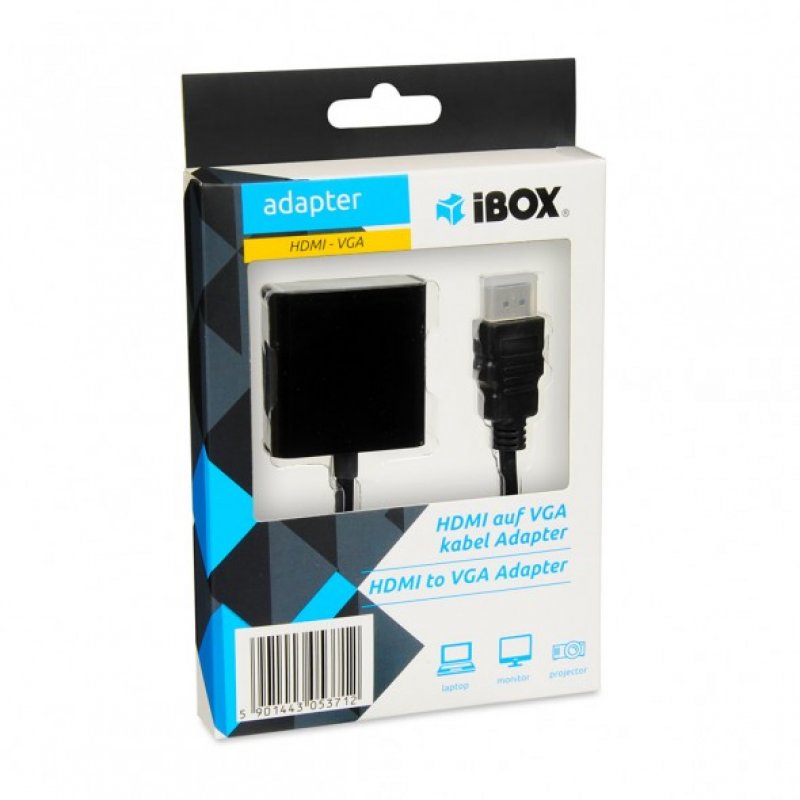 iBox IAHV01 câble vidéo et adaptateur HDMI Type A (Standard) VGA (D-Sub) Noir