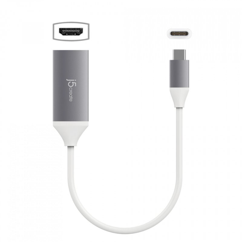 J5create USB-C to 4K HDMI Adapter (USB-C m - 4K HDMI f 10cm colour silver white) JCA153G-N