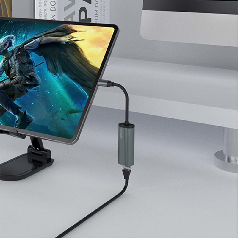 SAVIO Adapter USB-C 3.1 Gen.1 (M) to RJ-45 Gigabit Ethernet (F) 1000 Mbps AK-56 grey