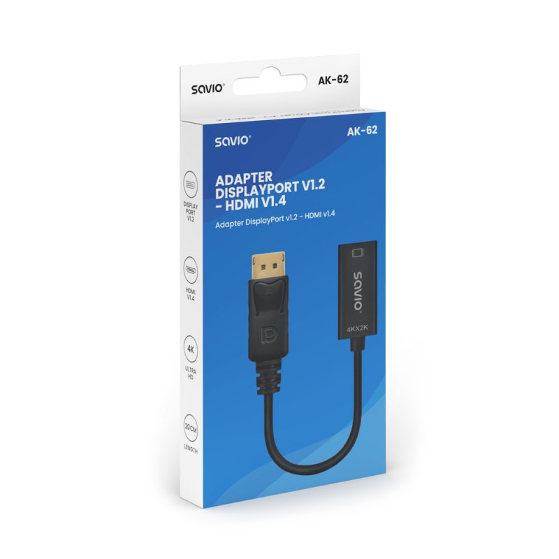 Savio AK-62 câble vidéo et adaptateur 0,2 m DisplayPort HDMI