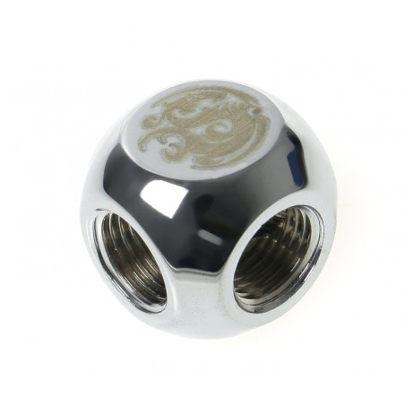 Bitspower Adapter T-Splitter 3x G1/4 Zoll IG - silber glänzend